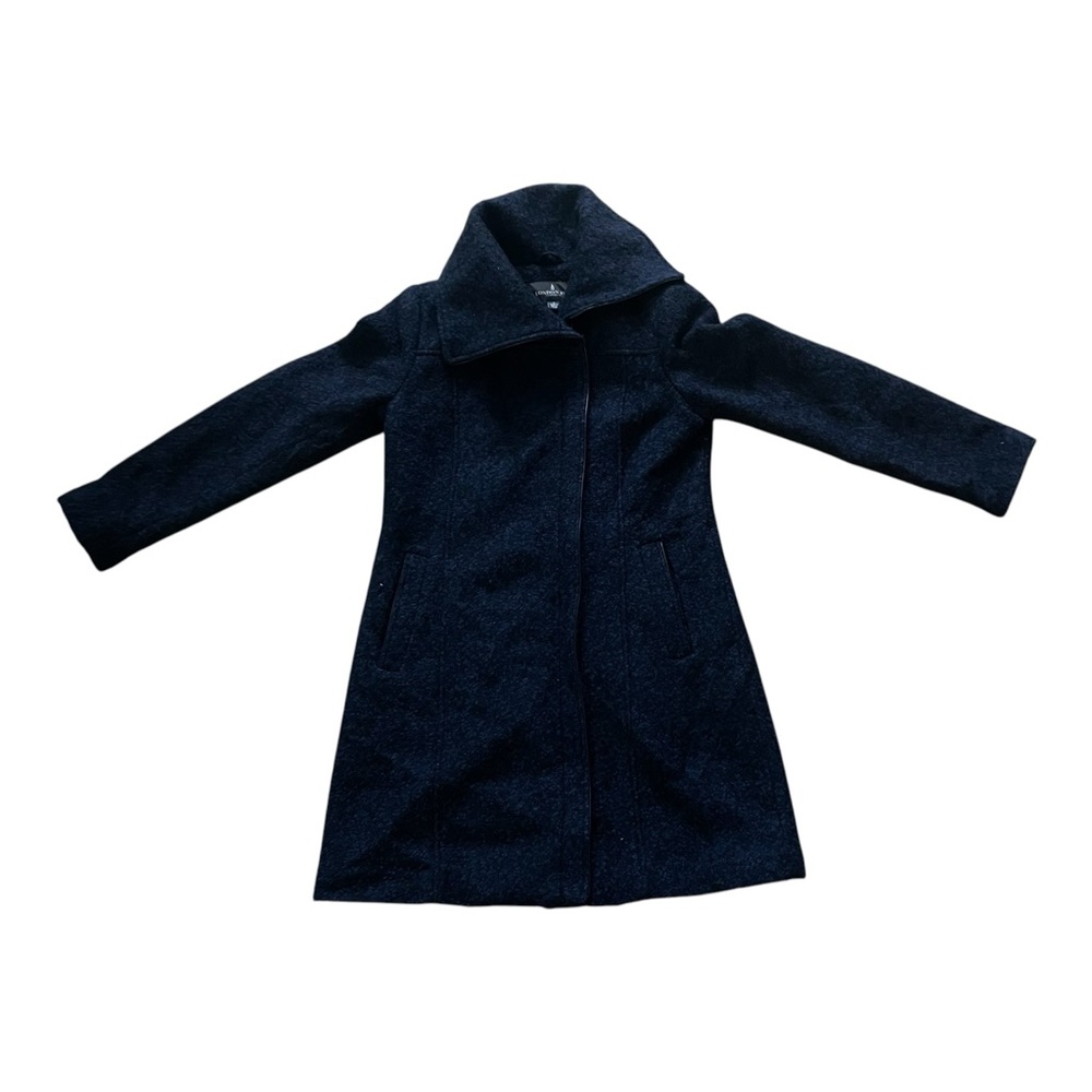 London Fog women’s winter wool like pea coat full zip Size 8 Blue and Black dots - Picture 6 of 12